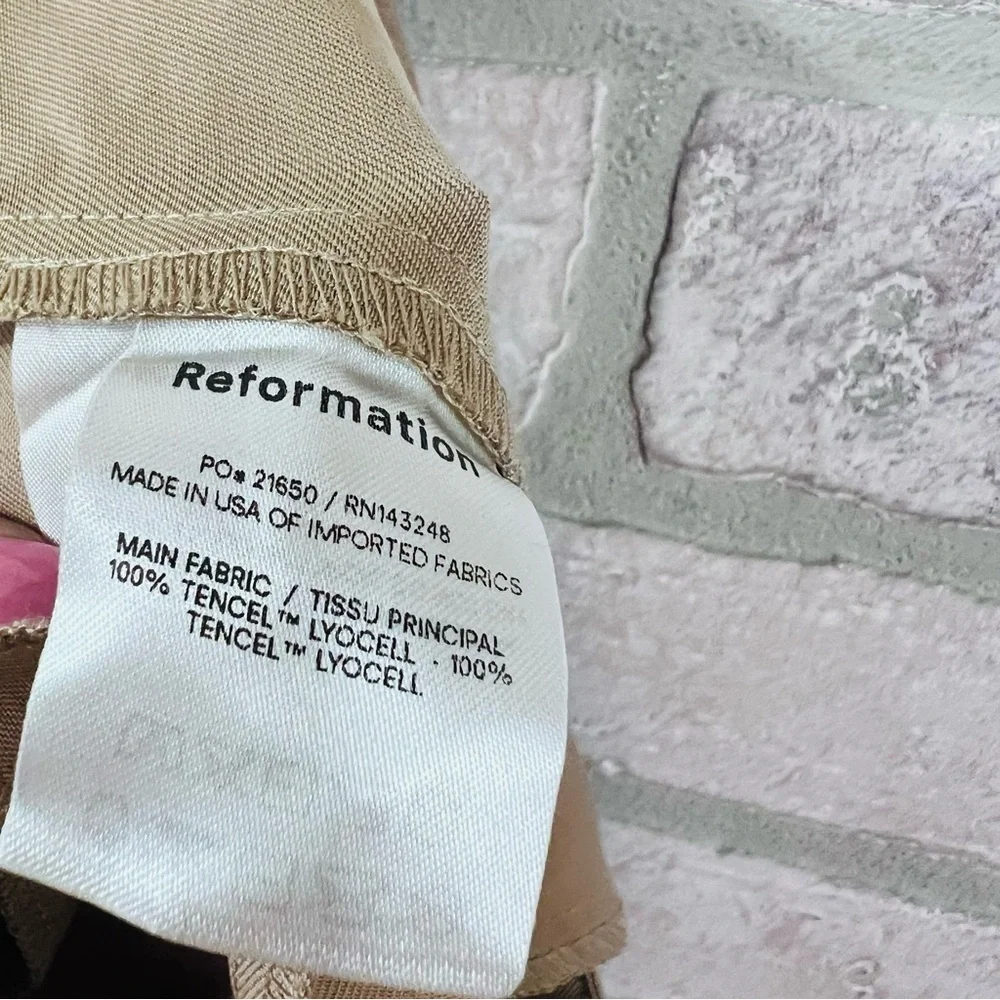 Reformation Mason High Rise Khaki Trousers Size 0P - Picture 12 of 13